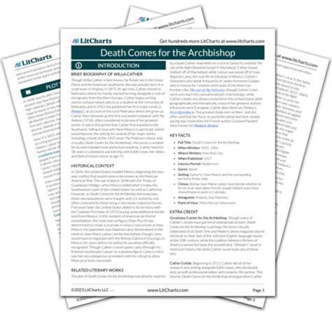 Death Comes Archbishop Sparknotes