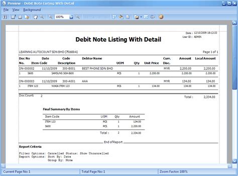 Debit Note Format In Excel