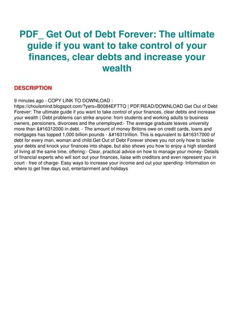 Debt Forever Take Control Of Your Money And Your Life