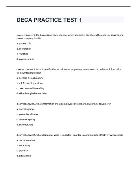 Deca Test Answers