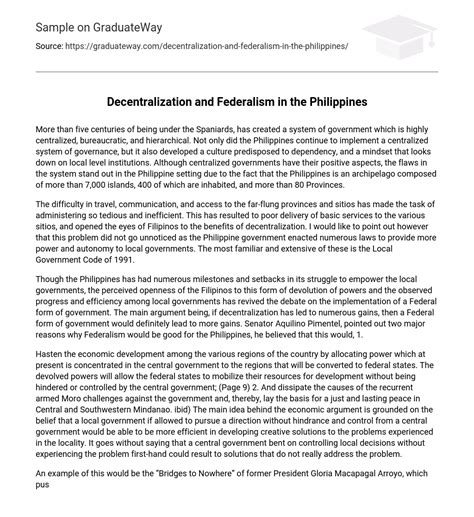 Download Decentralization And Federalism In The Philippines 