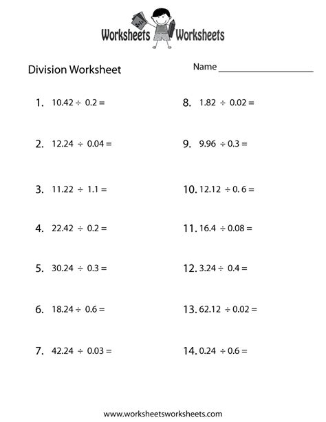 Decimal Division Worksheets K5 Learning Division Patterns With Decimals - Division Patterns With Decimals
