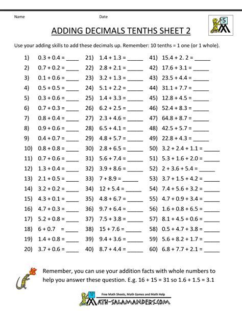 Decimal Subtraction Worksheets Math Salamanders Math Decimal Worksheets - Math Decimal Worksheets