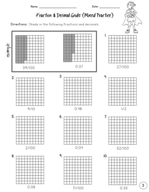 Decimal Worksheets Shading Decimals On A Grid Worksheet - Shading Decimals On A Grid Worksheet