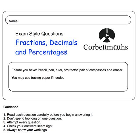 Decimals And Fractions Practice Questions Corbettmaths Decimals And Fractions - Decimals And Fractions