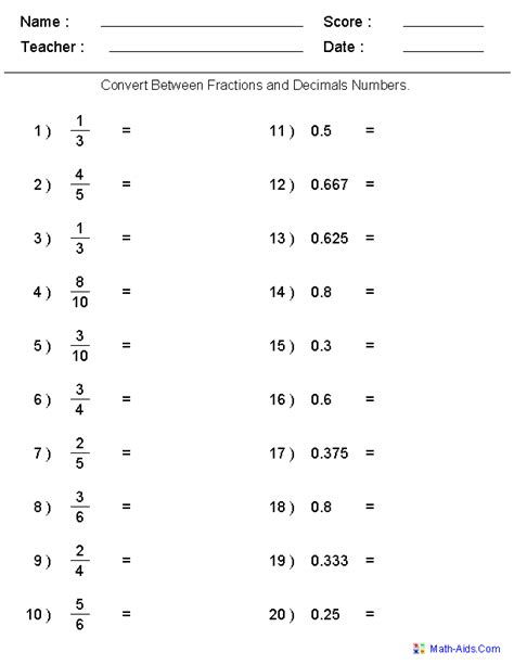 Decimals Worksheets Lesson Tutor Fractions And Decimals 4th Grade - Fractions And Decimals 4th Grade