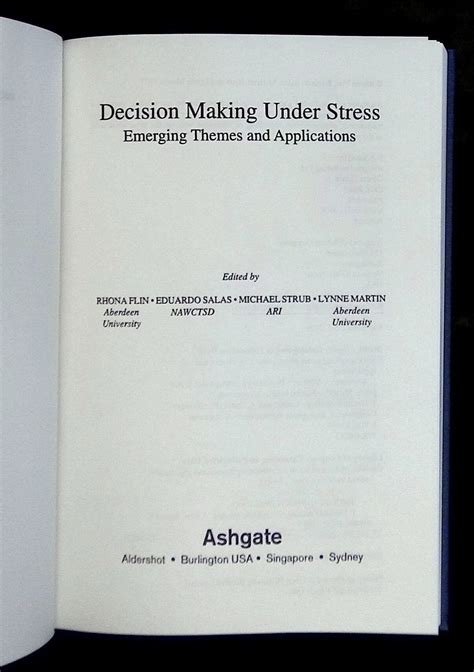 Decision Making Under Stress Emerging Themes And Applications