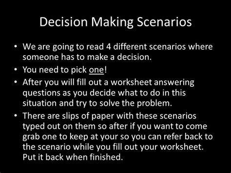 Read Online Decision Making Scenarios 