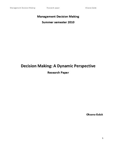 Full Download Decision Making Term Papers 