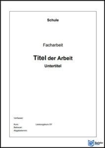 Deckblatt Einer Facharbeit