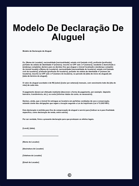 Declaracao De Aluguel