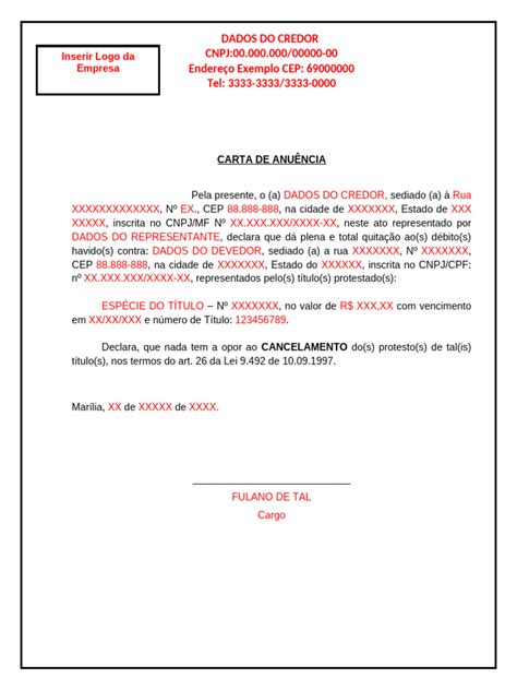 Declaração De Anuencia