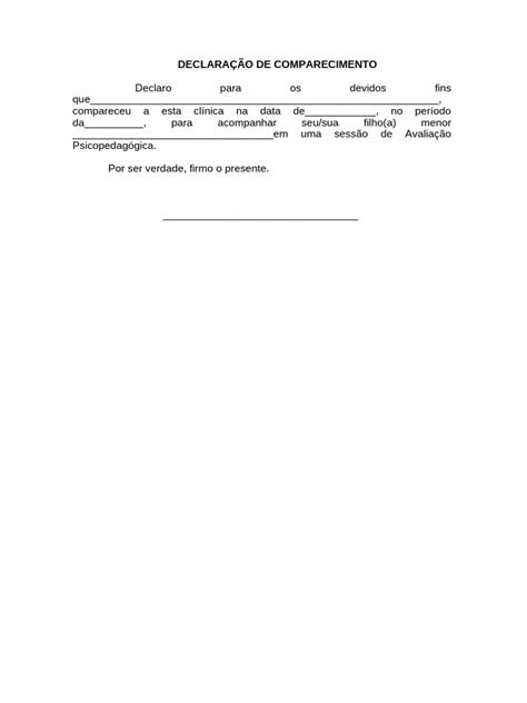 Declaração De Comparecimento