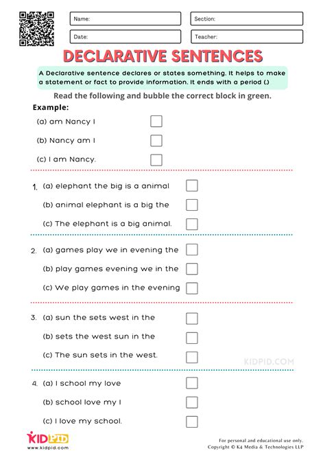Declarative Sentences For First Grade Printable Worksheets Declarative Sentence First Grade Worksheet - Declarative Sentence First Grade Worksheet