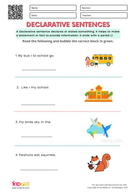 Declarative Sentences For First Grade Worksheets K12 Workbook Declarative Sentence First Grade Worksheet - Declarative Sentence First Grade Worksheet