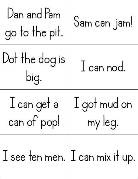 Decodable Sentences With Cvc Words For Kindergarten Phonics Sentences For Kindergarten - Phonics Sentences For Kindergarten