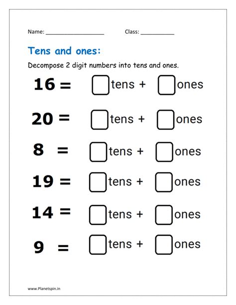decompose numbers into tens and ones