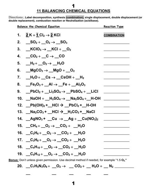 Decomposition And Synthesis Reactions Answer Key