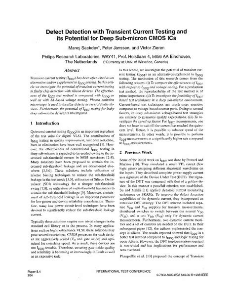 Full Download Defect Detection With Transient Current Testing And Its 