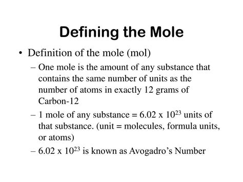 Define 1 Mole