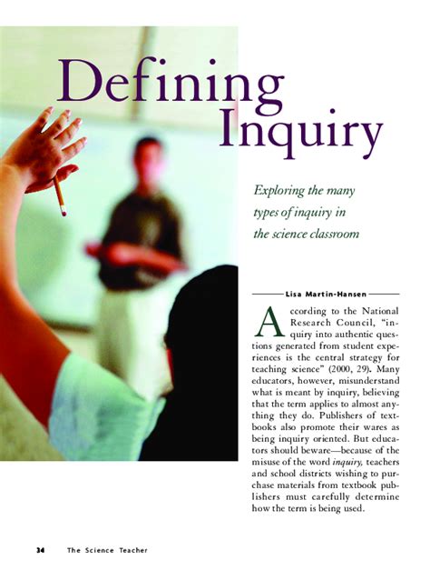 Defining Inquiry Exploring The Many Types Of Inquiry Inquiry Science Lesson Plans - Inquiry Science Lesson Plans