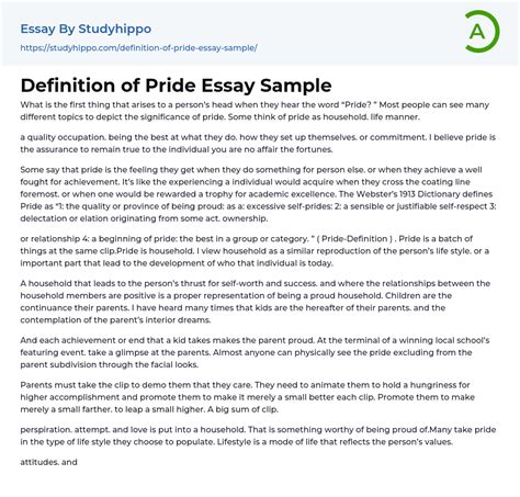 Read Online Definition Paper On Pride 