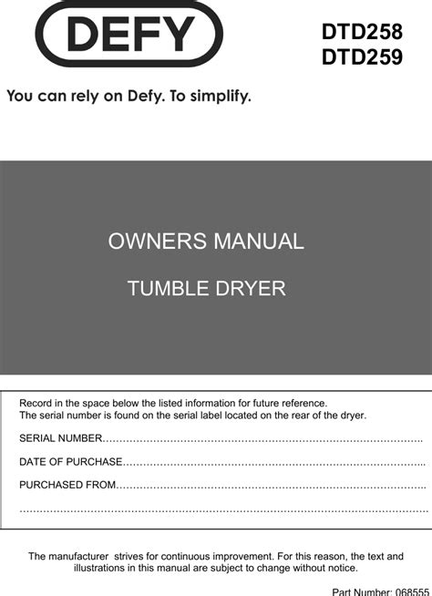 Full Download Defy Tumble Dryer Manual File Type Pdf 