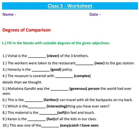 Degrees Of Comparison Worksheet For Classes 5 And Bigger Stronger Faster Worksheet Answers - Bigger Stronger Faster Worksheet Answers