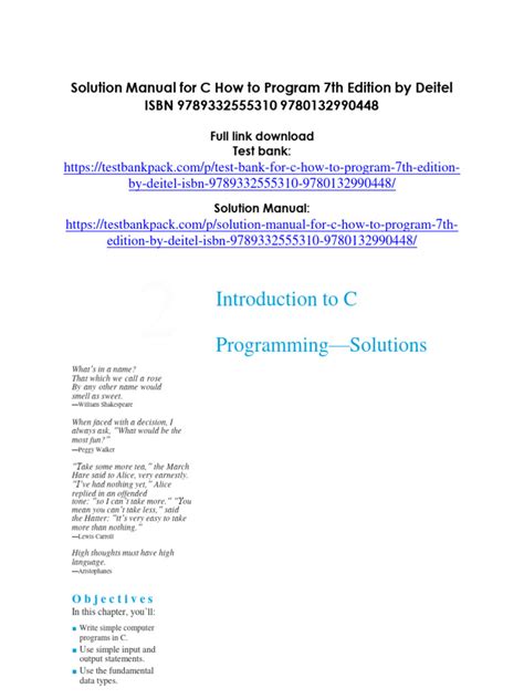 Full Download Deitel C How Program Solution Manual 