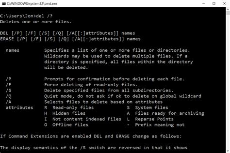 Del Command Is Used To