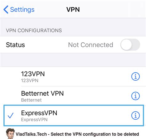 delete a vpn on iphone