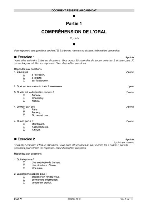 delf dalf a1 sample papers