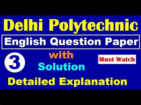 Delhi Polytechnic Question Paper 10th Class 2013