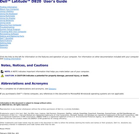 Dell D820 Manual