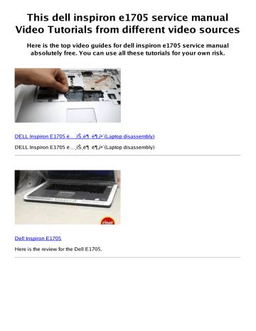 Read Dell Inspiron E1705 User Guide 