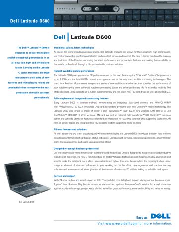 Read Online Dell Latitude D600 Users Guide 