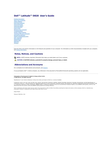 Full Download Dell Latitude D820 Users Guide 
