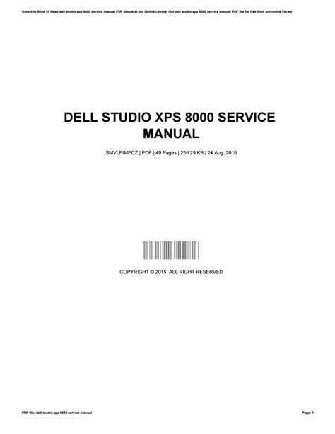 Read Dell Studio Xps 8000 Service Manual File Type Pdf 