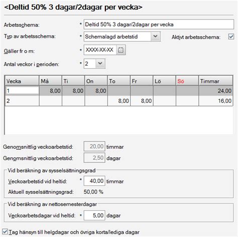 deltidsanställd semesterdagar