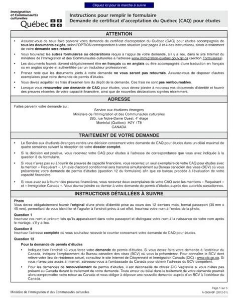 Demande De Caq