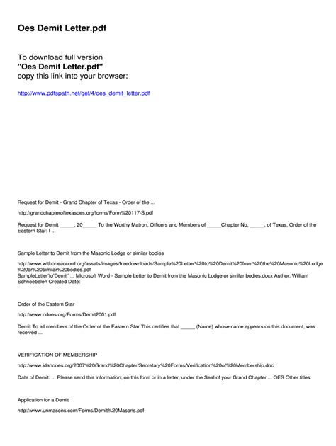 demit letter oes