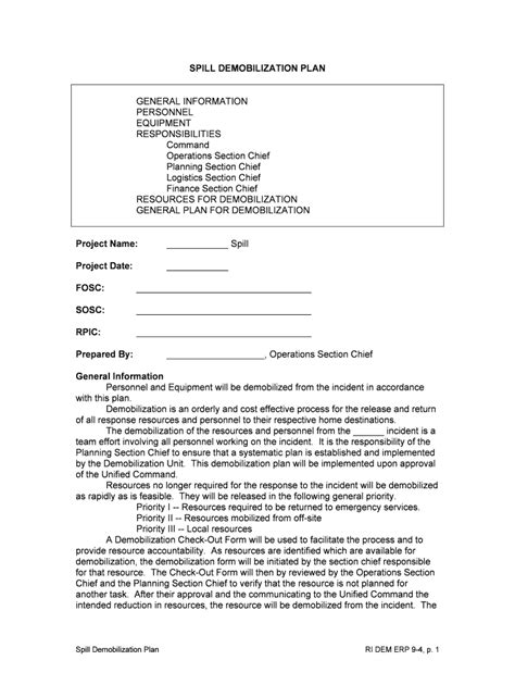 Demobilization Sample Letter