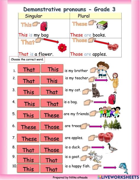 Demonstrative Pronouns Online Activity For 3rd Grade Pronouns For 3rd Graders - Pronouns For 3rd Graders