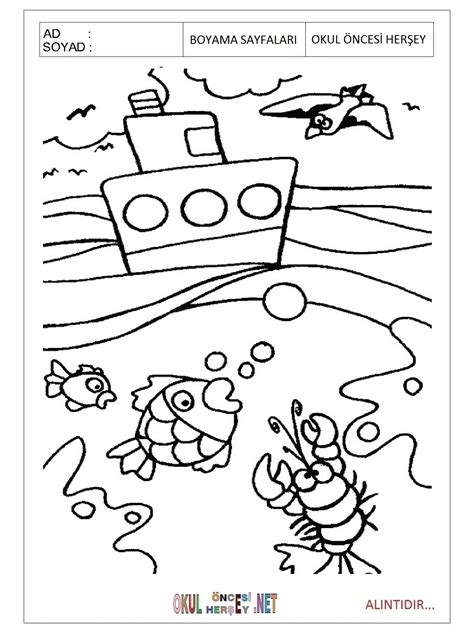 deniz taşıtları boyama sayfası 