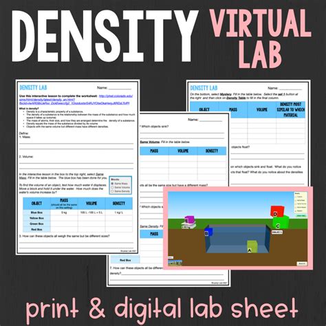 Density Virtual Lab And Worksheet Teaching Resources Tpt Virtual Density Lab Worksheet - Virtual Density Lab Worksheet