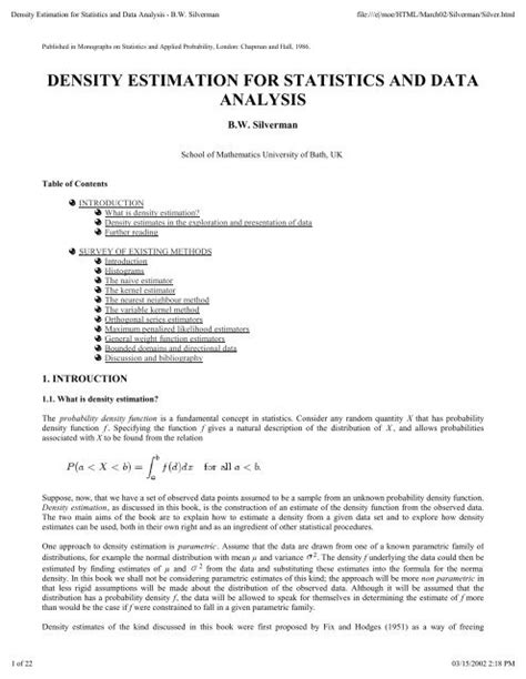 Read Online Density Estimation For Statistics And Data Analysis Ned 
