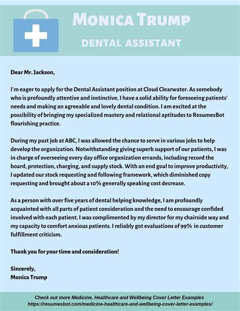 Dental Assistant Cover Letter Examples Amp Expert Tips Dental Assistant Cover Letter For Resume - Dental Assistant Cover Letter For Resume