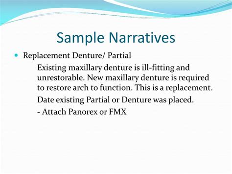 Dental Bridge Narrative Example