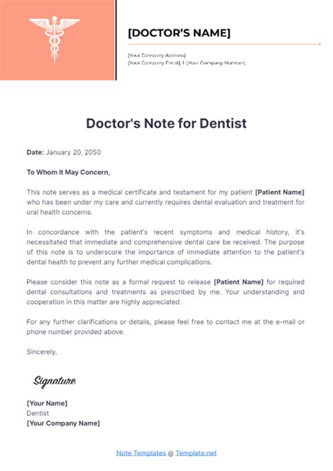 Dental Doctors Note