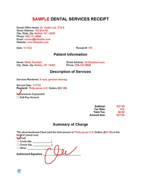Dental Receipt